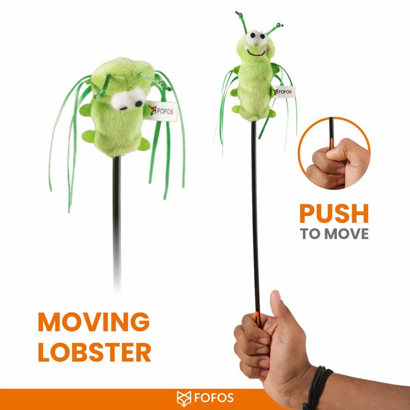 Image of BarkButler x FOFOS Moving Caterpillar Wand - Interactive Cat Toys with Catnip - Cat Wand Toy Set - Green