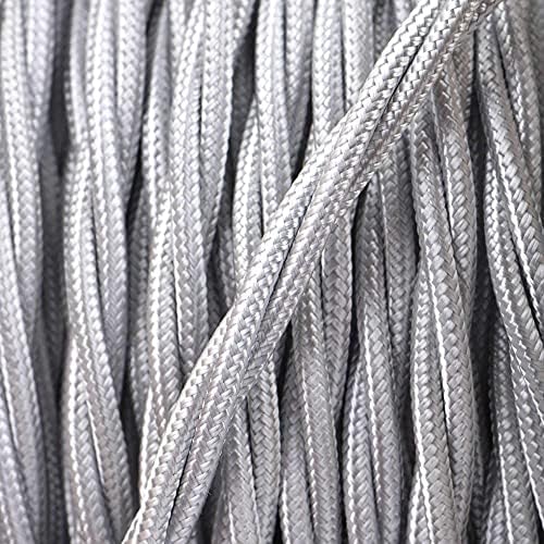 Textilummanteltes Stromkabel (gedrillt) – 2 M, 3-adrig, 0,75 Mm², Verschiedene Farben (z.B. Silber Chrom)