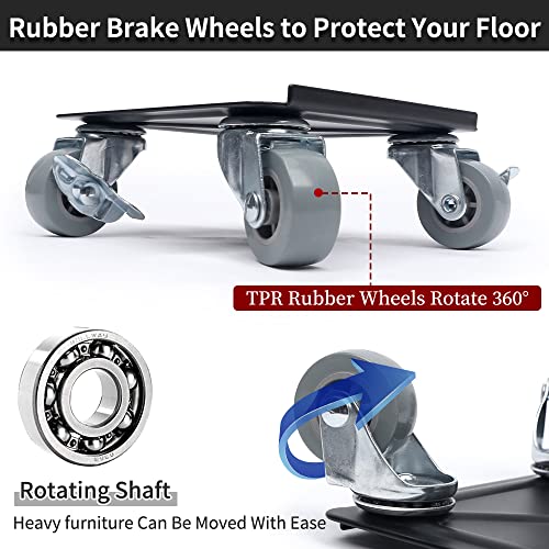HOTOOLME 4er Möbeltransport-Set Möbeltransporthilfe Möbelroller Max. Tragfähigkeit 1300kg Möbelrollen Kohlenstoffstahl mit 4-PP-Rädern Transportroller für Schwere Möbel Werkstatt