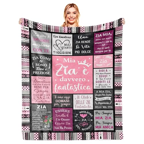 YESTUTI Regalo Zia, Regalo Zia Compleanno, Regali Compleanno per Zia da Nipote Figlio,Festa Della Mamma Regali per Zia, La Zia Migliore, Idee Regalo per la Zia Natale/San Valentino Coperta 150x130CM