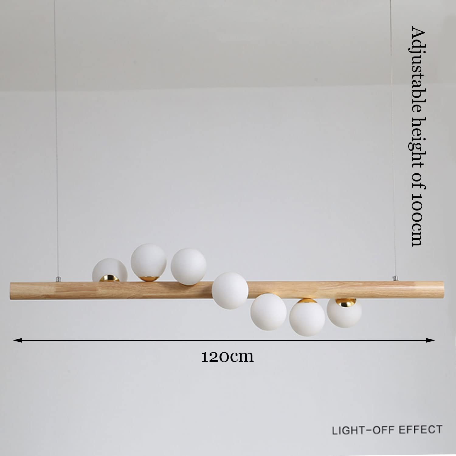 Lampe À Suspension LED Table À Manger Lustre Bois Lampe Pendentif Simplicité Moderne 7 Flammes Restaurant Lampe À Suspendues Pour Salon Bureau Cuisine