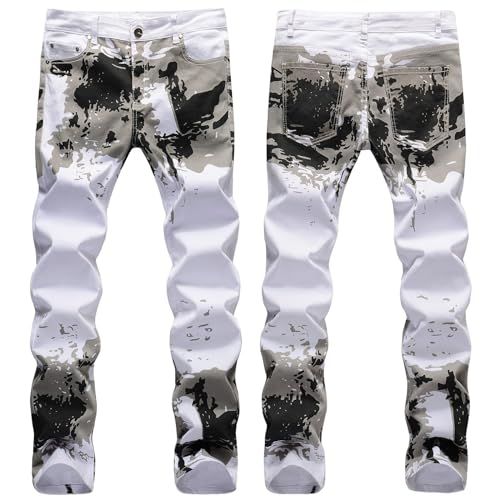Fashion Trend Men's Elastic Slim Elastic Waist Small Straight Leg Pant Distressed Destroyed Y2k Hip Hop Trousers