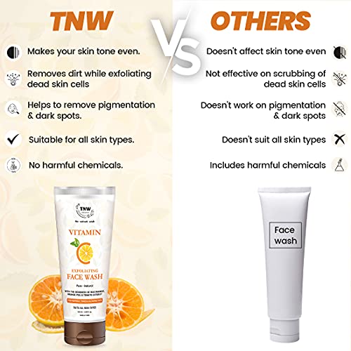 Image of TNW-The Natural Wash Vitamin C Face Wash - 100ml | Enriched with Niacinamide, Orange Peel & Tomato Extracts | Face Wash For Glowing, Refresh & Toned Skin | All Skin Types | Facewash For Men & Women
