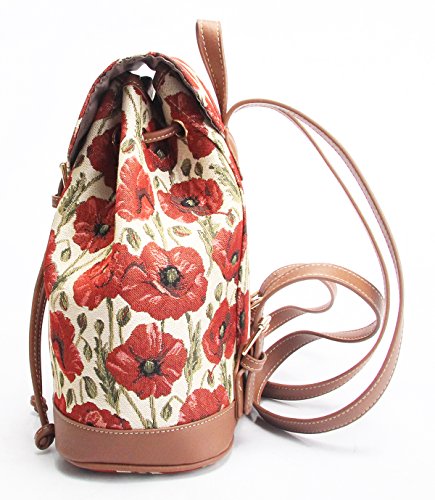 Signare Tapestry Fashion Backpack Rucksack for Women with Poppy Flower Design(RUCK-POP)4