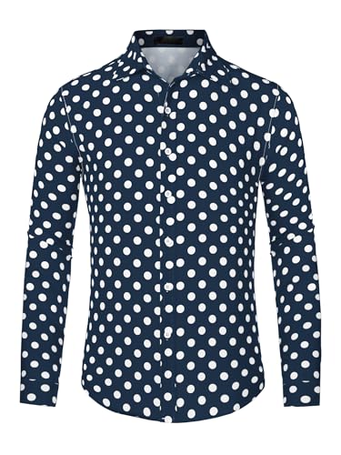 Chemise décontractée homme à pois manches longues et boutons casual