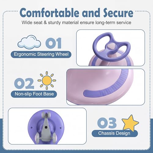 Image of HONEY JOY Wiggle Car, 2 in 1 Swing Car for Kids, LED PU Flashing Wheels, No Batteries, Gears or Pedals, Uses Twist, Turn, Ride On Toy for Toddlers Boys Girls(Purple)