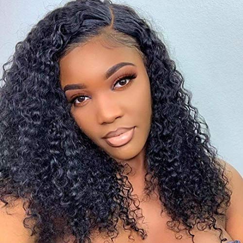 Lace Front Wigs Human Hair Curly Wigs 13x4 Transparent Lace Bleached Knots Free Part Brazilian Virgin Human Hair Preplucked Natural Hairline with Baby Hair for Black Women 16 inch