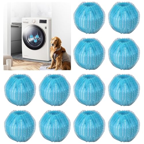 LAIVIYA Atrapa Pelos Lavadora, 12PCS Quita Pelos Lavadora, Bolas Quita Pelos Mascota, Reutilizable, Bolas Atrapa Pelos para Lavadora, Lavadora Quita Pelusa Lana Y Cabello de la Ropa en la Lavadora