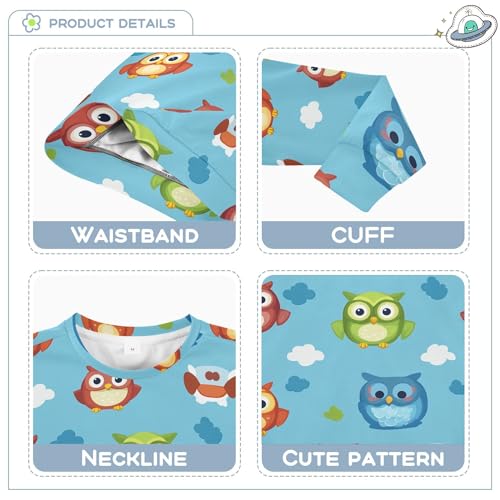 JUNZAN Cute Cartoon Owls Blue Big Girls Sweatshirts Hoodies Fleece Kids Pullover Hoodie Party 4T3