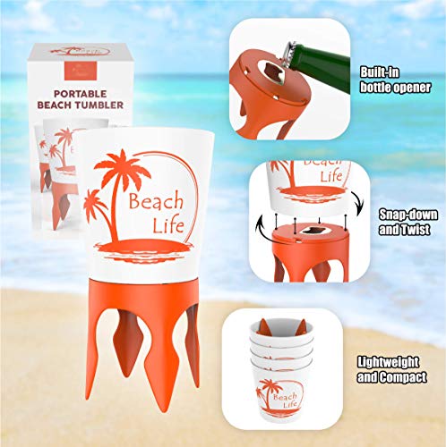 Beach-Vacation-Accessories-4-Beach-Cup-Holders-Sand-wBottle-Opener-Spikes-Beach-Drink-Holder-Coaster-Spike-Cups-for-Women-Men-Adults-Sand-Cup-Holders-Beach-Lover-Gifts-Beach-Cup-Holder-Items 51zwuDlP2PL