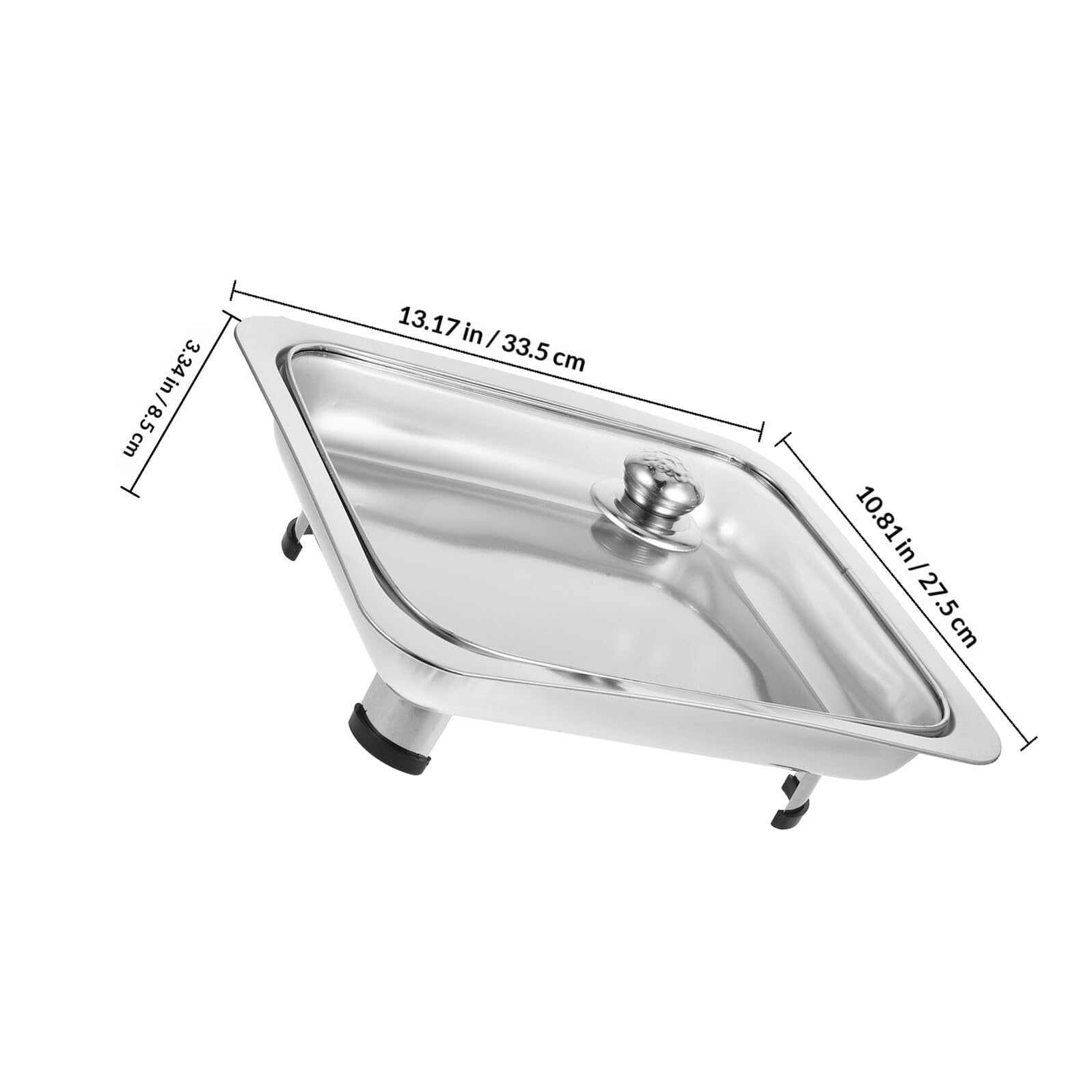Bandeja de acero inoxidable para servir buffet con tapa, patas antideslizantes, bandeja resistente a la rotura para cocina, fiestas y eventos, elegante solución de catering