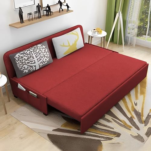 Image of Divano 3 Seater Sofa Cum Bed for Living Room (Maroon) Premium Fabric Sofa