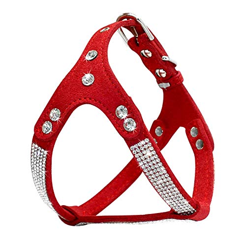 Morbida Pelle Scamosciata Pettorina per Cani di Piccola Taglia Con Strass Pet Cat Gilet Mascotte Cane di Piccola Taglia Medio Chihuahua Rosa S Rosso Imbrac