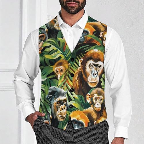 Tropical Monkey Novelty Men's Suit Vest Funny Formal Dress Vests Business Waistcoat2