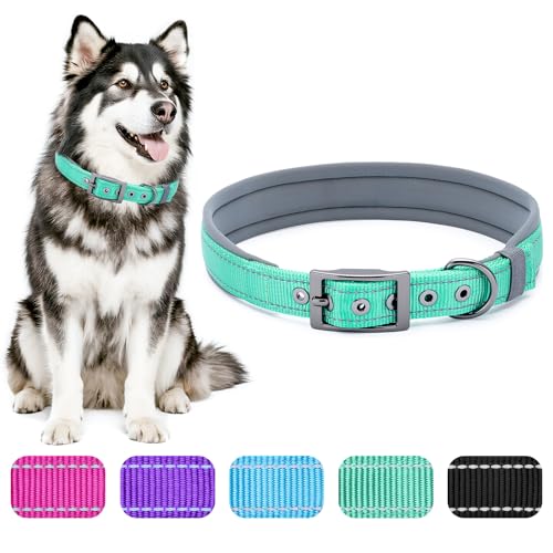 Collier réfléchissant chien XL vert large réglable confortable métal - 3