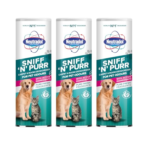 Neutradol Sniff n Purr Pet Deodoriser Odour Neutraliser for Pet Areas Carpet & Room Deodoriser For Pet Odours Pure Fresh Multipack of 3 x 525g