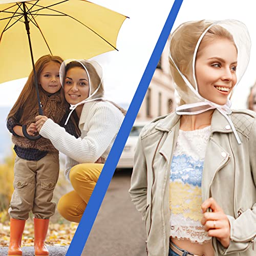 DIVINA VITAE 6 Stück Regenhaube Transparent Kopf Regenhut mit Sonnenschutz Kunststoff Regenhut Damen Wasserdicht Unisex Herren Damen Regenmantel Regenschutz Überkopf Regenmütze
