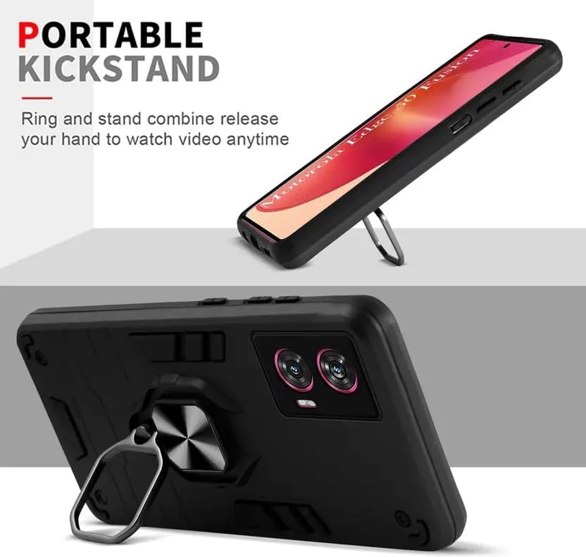 Image of AIBEX Armor Back Cover Compatible for Motorola G96 5G / Motorola Edge 50 Fusion 5G| Rugged Shockproof Case with Ring Holder & Kickstand | Military-Grade Protection | Magnetic Car Mount Compatible