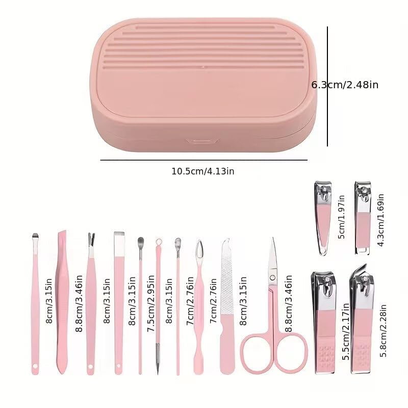 Image of Manicure Kit, Nail Cutter Kit Set - Stainless Steel Nail Clippers Set for Fingernails & Toenails - Sharp Grooming Tools for Men & Women - Compact Travel-Friendly Manicure Pedicure Set (pink 14 in 1)