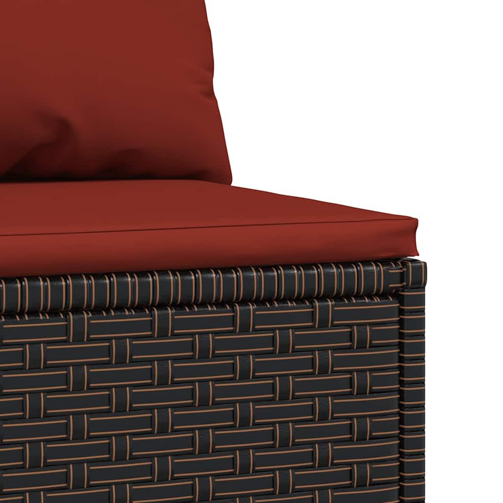 vidaXL Garten Mittelsofa 2 STK., Gartensofa mit Kissen, Modular Sofa Sitzgruppe für Garten Terrasse, Gartenmöbel Loungemöbel, Braun Poly Rattan