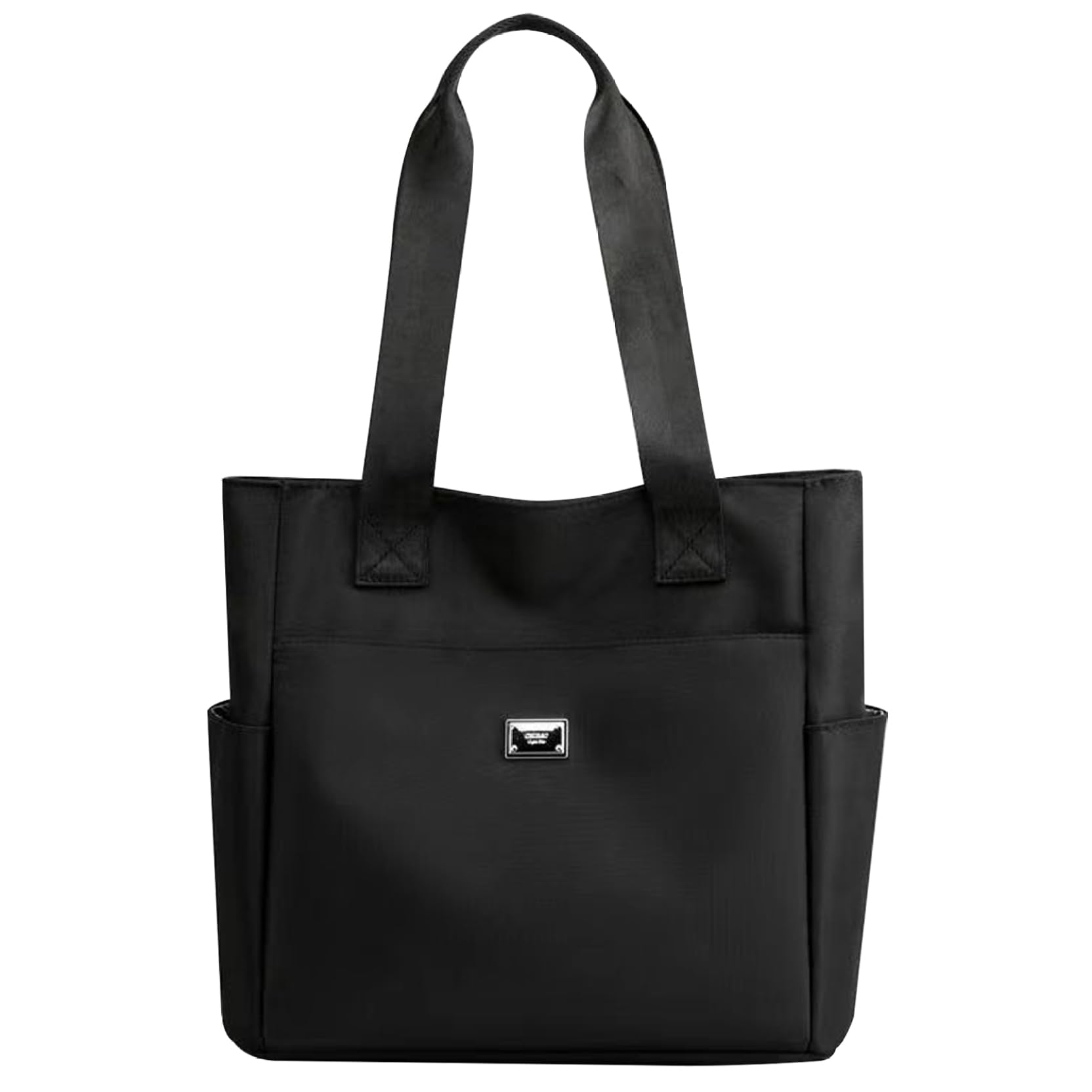 Veesper Canvas Tote Bag Waterproof Large Capacity Black Tote Bag with Zipper and Pockets 2023 Sturdy School Handbags for Women Travel, Work, Shopping.