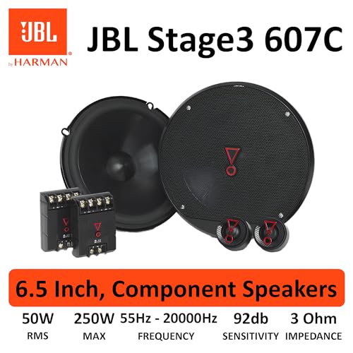 JBL Stage3 607C Sistema de sonido de 2 vías echo auto - Juego de altavoces coche Componentes de 250W JBL Pro Sound con altavoz para coche incorporado de 16 - 17 cm y tweeter - imagen 6