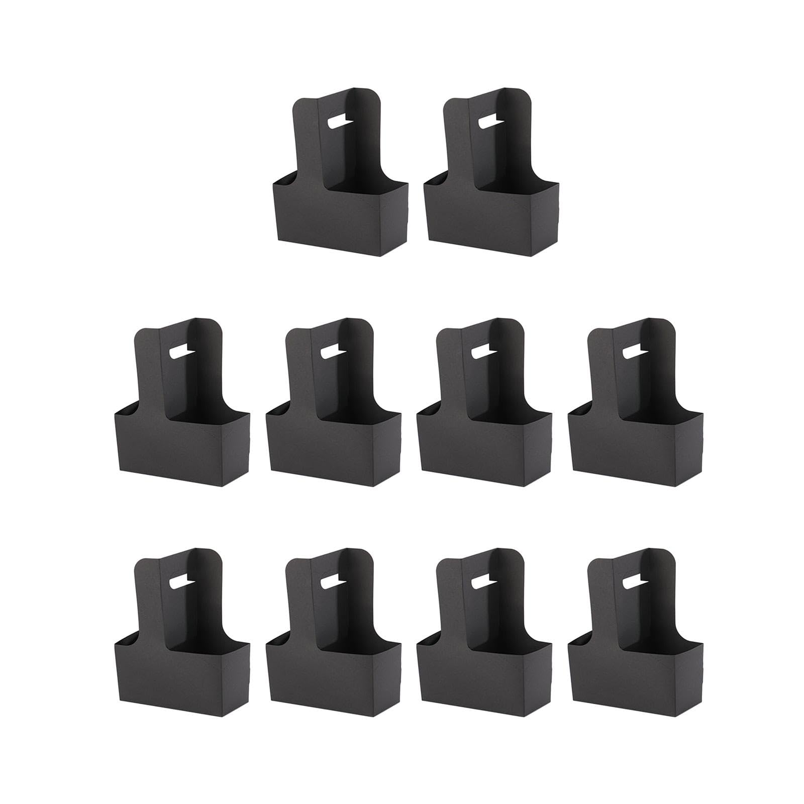 THE STYLE SUTRA® 10 Pieces Drink Carrier with Handle Foldable for Bubble Tea Juice Milkshakes Black