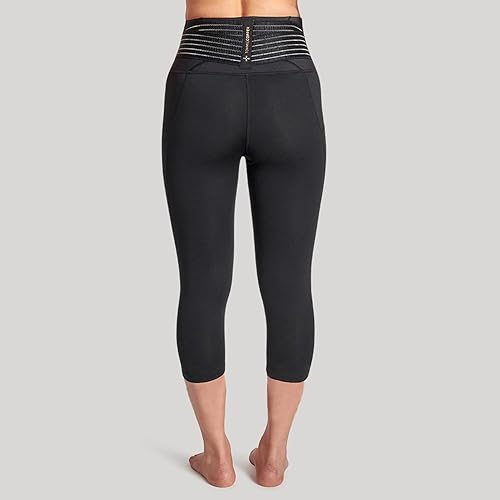 Miniatura 8 de Tommie Copper Leggings capri de compresión ajustables con soporte de espalda baja con 2 bolsillos, capris transpirables de 19 pulgadas