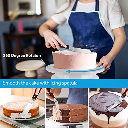 HomeAsy Cake Turntable Cake Plate Rotatable Cake Stand 71 Set with Stainless Steel Syringe Sleeves, Silicone Bag and Disposable Syringe Bag - Image 5