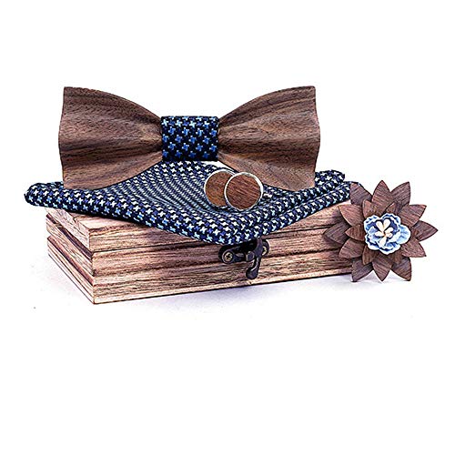 Corbata de moño de madera para hombre con set elegante