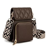 Leisofter Sacs à Bandoulière pour téléphone portable Femmes Petit sac à épaule en cuir Sac à épaule multifonctionnel Zipper Portefeuille à épaule large amovible