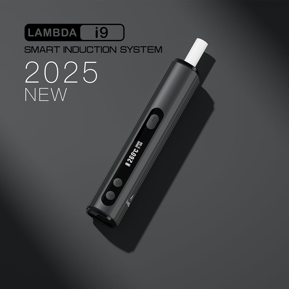 LAMBDA i9 HNB Heat-not-Burn-Geräte, Berührungslose Elektromagnetische Induktionsheizung, OLED 3200mAh Einstellbare Heizzeit und Temperatur, erfordert Keine Reinigung (Schwarz)