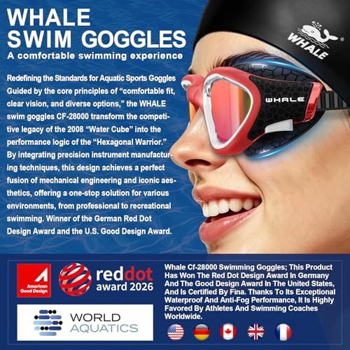Image of Whale Swim Goggles Polarized Anti-Fog Lenses, Unisex | 100% UV Protection | Anti-Fog Goggles High Definition, Wide-Angle View