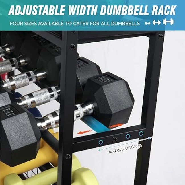 STUFFSTASH Dumbbell Rack, Heavy Duty Adjustable Weight Rack for Home Gym with Extra Strong Sheet Steel Shelf and Base, Home Gym Storage Weight Rack for Home Gym Dumbbells, Kettlebell Rack