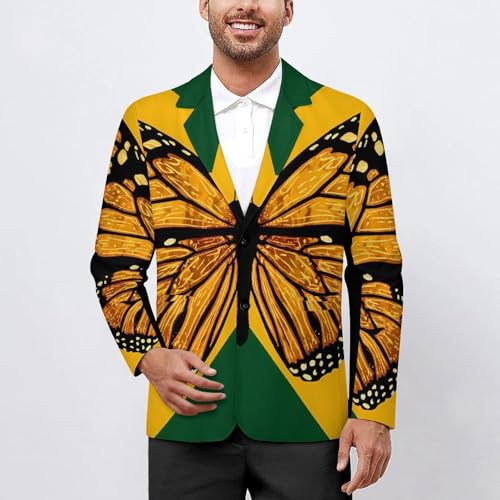 Jamaican Flag Butterfly Men's Blazer Printed Button Suit Jacket Slim Sport Coat Blazers2