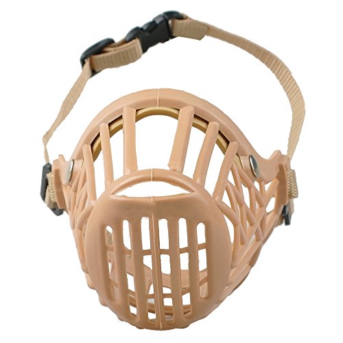 Basket Cage Dog Muzzle, Beige, Adjustable for All Sizes, Easy to Use, Cool Style, By Bemix, Medium Size