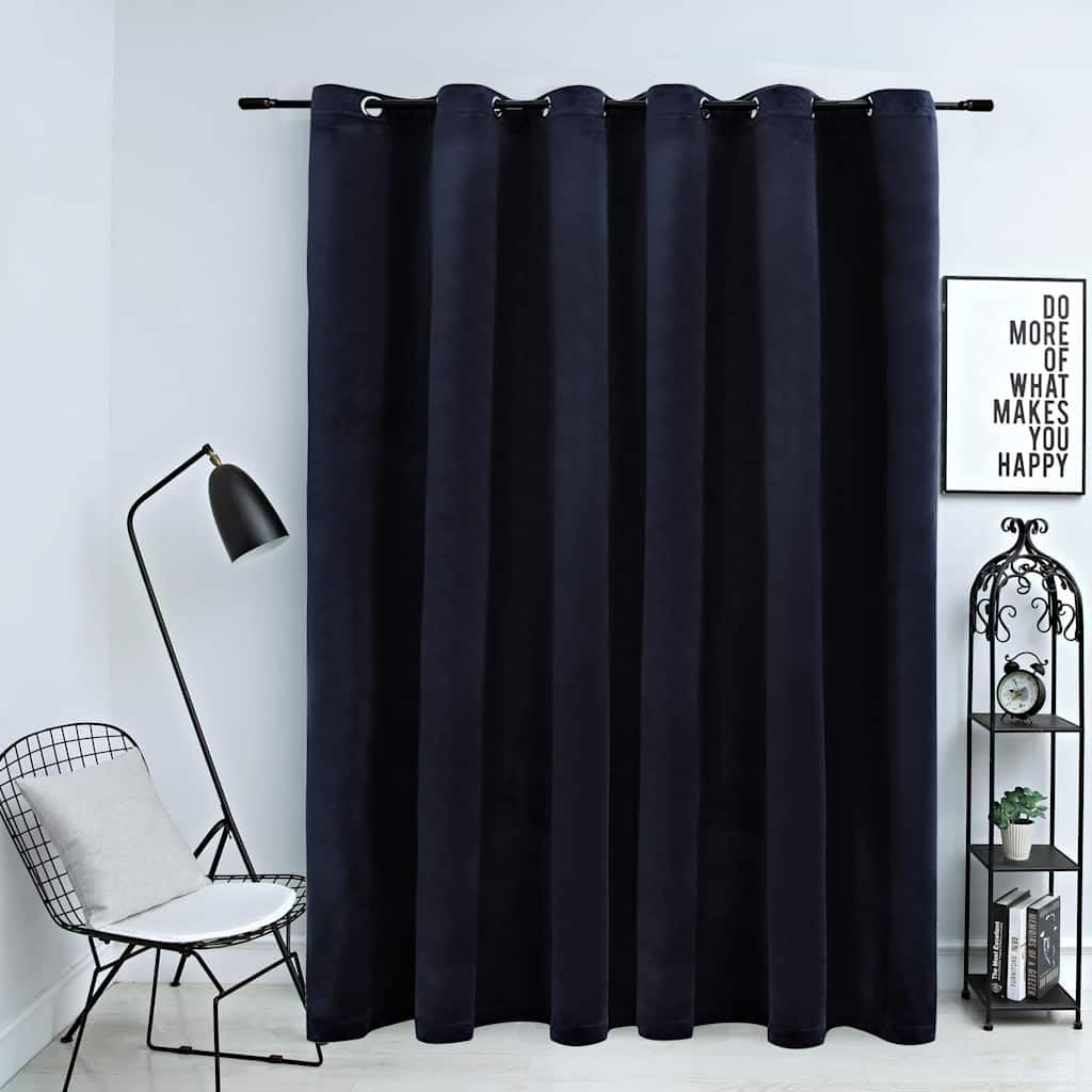 vidaXL Vorhang Verdunkelung mit Metallösen Verdunkelungsvorhang Kräuselband Ösen Schlaufe Thermo Gardine Blickdicht Samt Schwarz 290x245cm