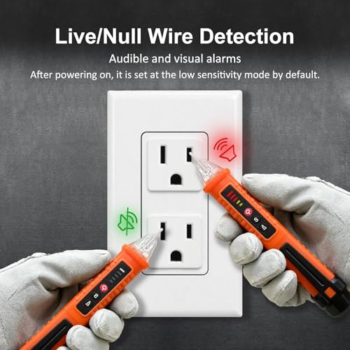 voltage tester non-contact voltage detector electrical tester 3 ranges ac 12v48v70v-1000v livenull wire tester with buzzer alarm and flashlight wire breakpoint finder - orange