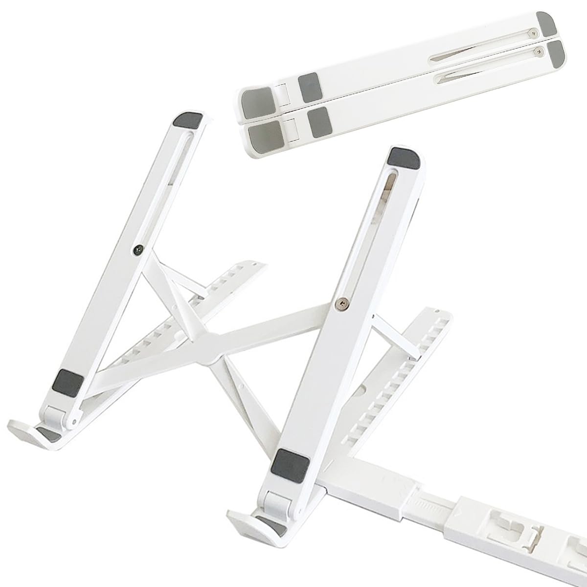 2-in-1 Laptop Stand for Desk and Phone Holder, Adjustable Foldable Laptop Riser Portable Ergonomic ABS Notebook Stand for Laptops/iPad (11-17")