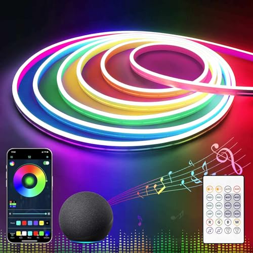 Neon Ruban LED 3m, RGB Flexible Néon LED Bande avec Contrôle APP, Lumineuse Neon COB 120 LED/M IP65 Néons Bande LED pour Intérieur Extérieur DIY Chambre, Salon, salle de bains, Décoration