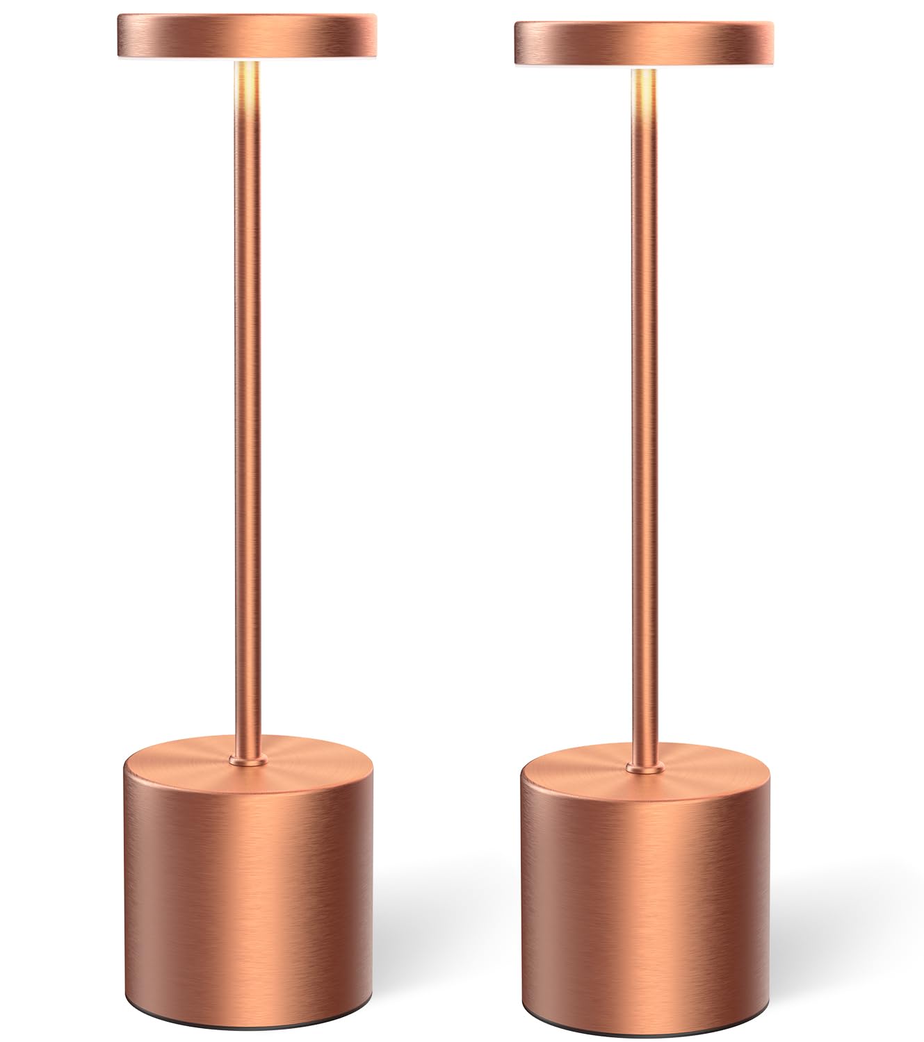 Cordless Table Lamps Rechargeable Set of 2, Portable LED Desk Lamp, 5000mAh Battery Powered Wireless Table Light - 3 Color Dimmable Lighting for Restaurant Dining Patio Outdoor Bedroom(Rose Gold)