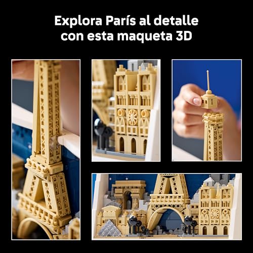 Miniatura 6 de LEGO Architecture París: Ciudad del Amor - Maqueta 3D de Miniatura para Adultos - Decoración de Pared para el Hogar con Iconos Parisinos Inc. Torre Eiffel y Notre Dame - Regalo para Viajeros 21064