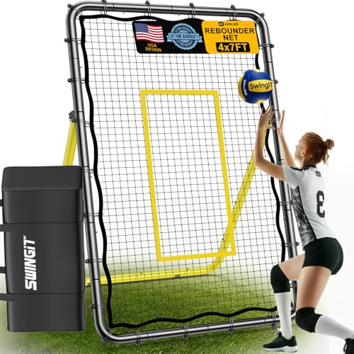 Adjustable Volleyball Rebounder Net 7x4FT/4x4FT Bounce Back Practice Equipment for Volleyball Spike Serving Trainer for Lacrosse Training Ideal for Outdoor Indoor and Backyard Training (7FTx4FT)
