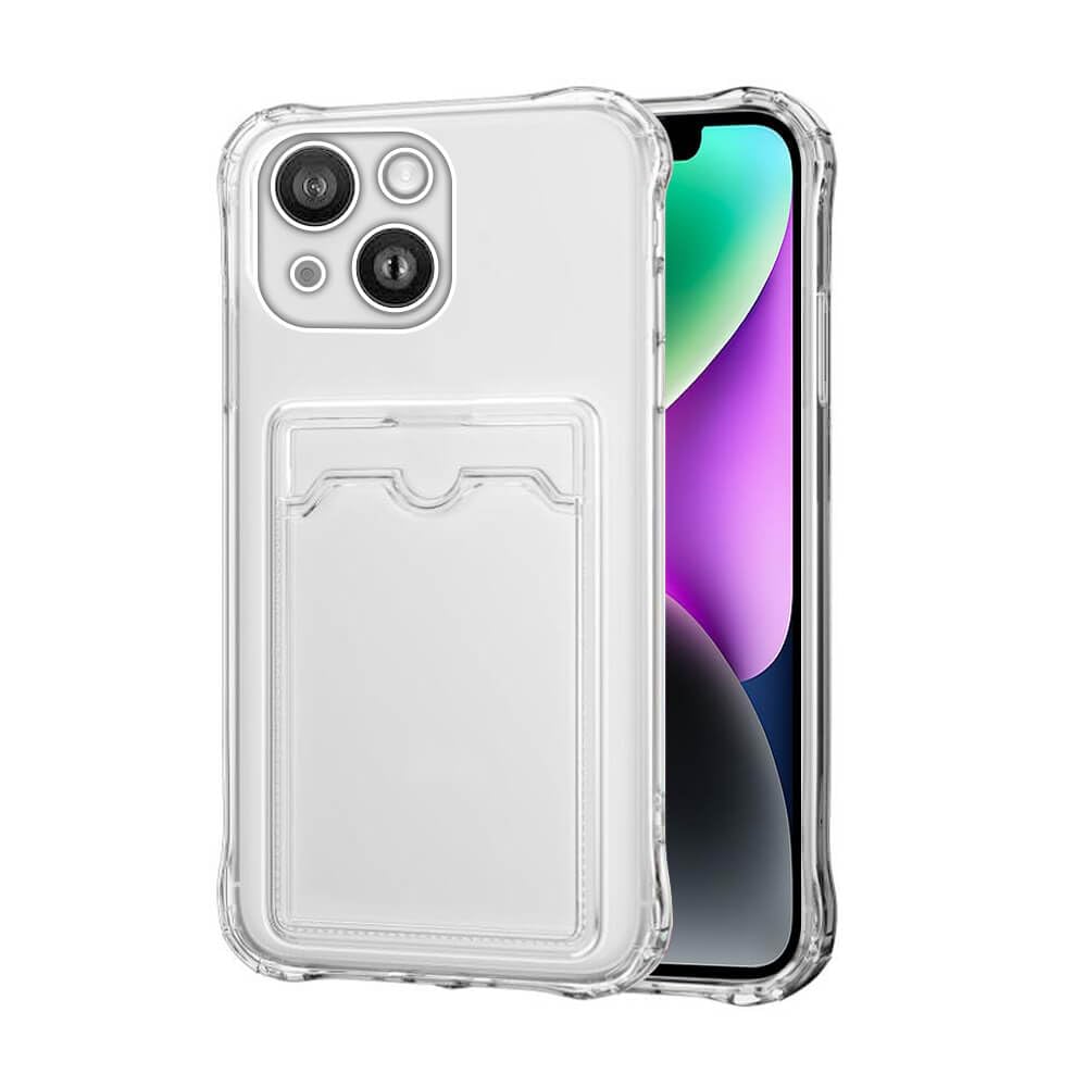 SDTEK for iPhone 14 Case Shock Absorbing Gel Clear Cover with Card Holder Anti Drop Protection