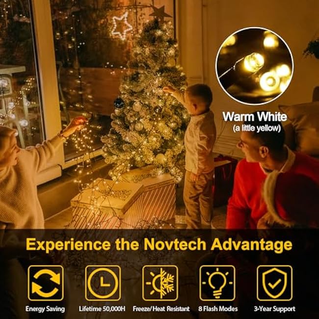 Christmas LED String Lights 82FT 1000 LEDs Christmas Tree Decoration Lights - Outdoor Waterproof Christmas Twinkle Fairy Lights for Garden Patio Xmas Wedding Party Holiday - Warm White