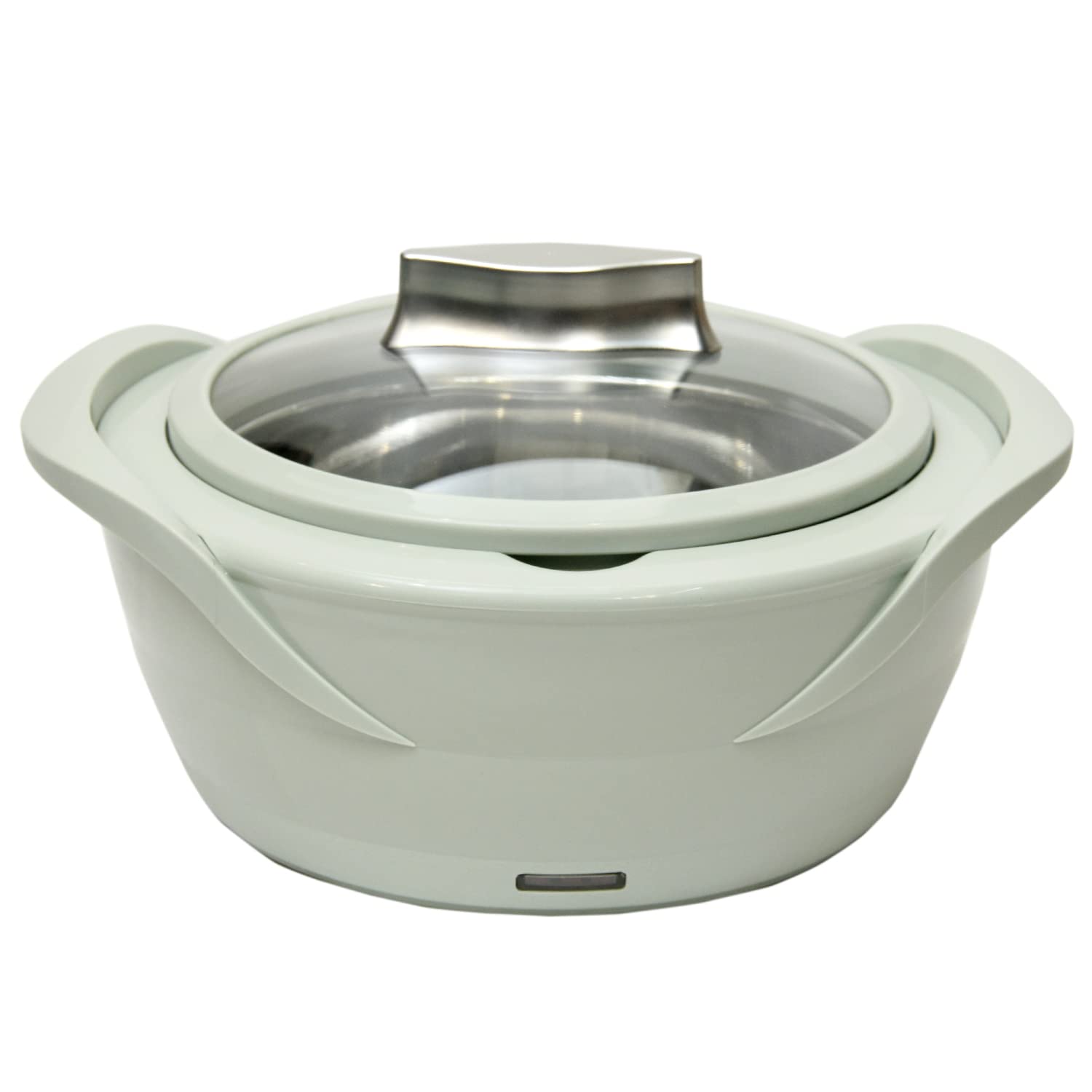 Jaypee Plus Power Serve Inner Stainless Steel Electric Casserole with Glass Lid, 1500 ml, Removable Steel Bowl for Easy Cleaning |Food Grade Serving Set |Ideal for Serving Warm Dish, Pastle Blue