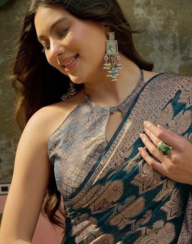 Image of SIRIL Women's Kanjivaram Soft Silk Saree Pure Silk Saree With Unstitched Blouse Piece