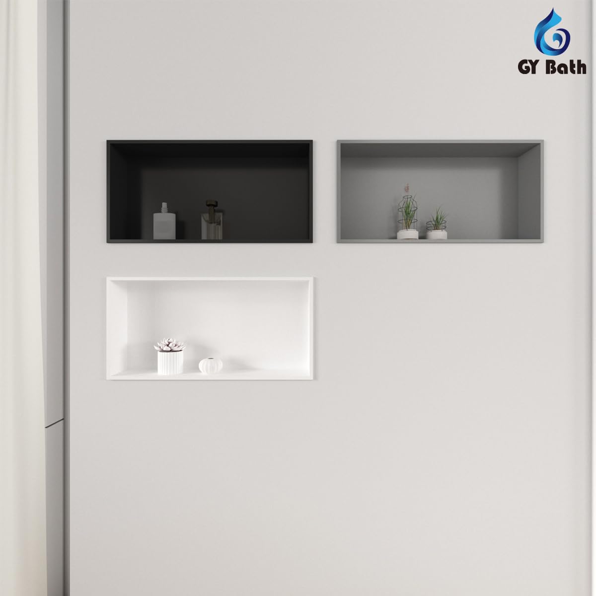 Nicho de Ducha 61 x 30 x 11cm, Estante de Ducha Empotrado de Acero Inoxidable, No Requiere Azulejos, Blanco Nicho de Pared
