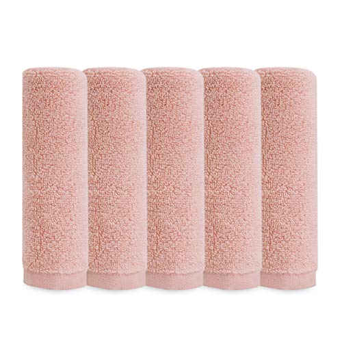 Image of Natemia Organic Baby Washcloths (5 Pack, 12” x 12”) – 100% Organic Cotton – Ultra-Soft Baby Towels for Sensitive Skin – Newborn, Boys & Girls – Bathtime Wash Cloths, Baby Registry Must-Have (Pink)