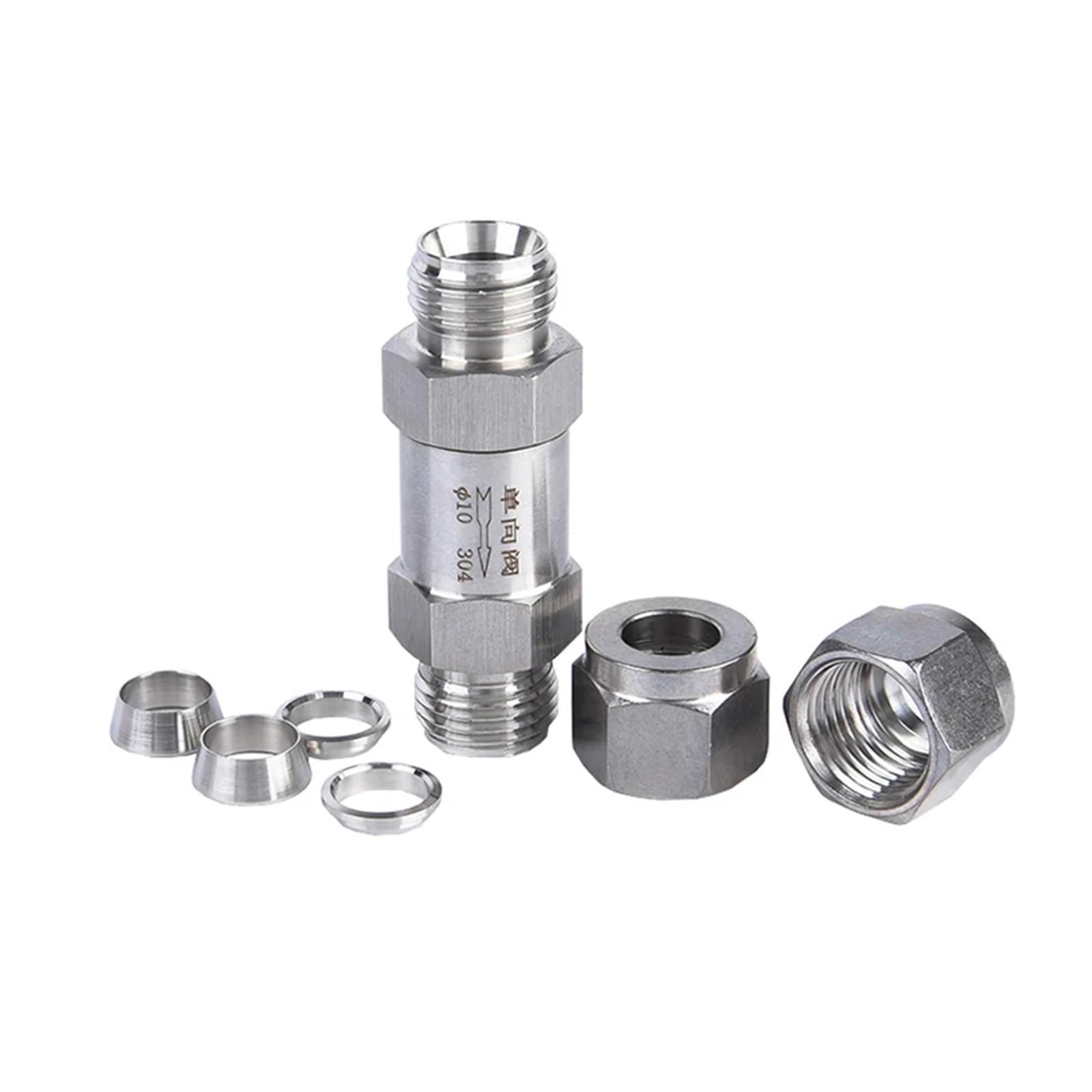 Válvula unidireccional de acero inoxidable 304 con tubo de diámetro exterior de 1/8, 1/4, 3/8 y 1/2 pulgadas, válvula de retención antirretorno, 1 unidad(18mm)